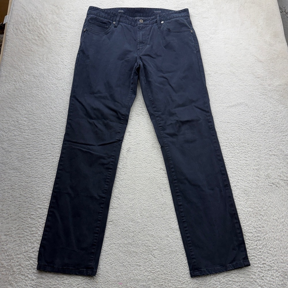 7Diamonds Clifton Slim Straight Navy Blue Pants Mens 33x32 Stretch Cotton Chino
